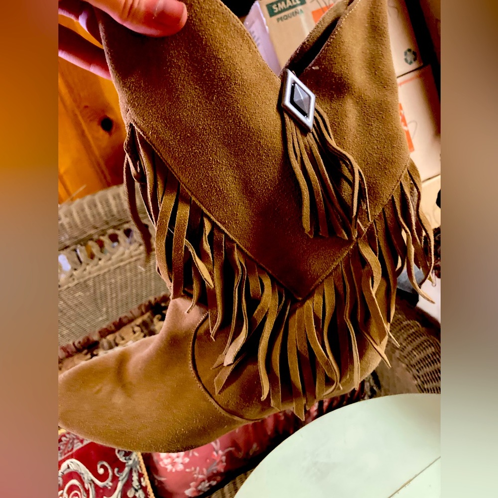 Never worn fringe boots